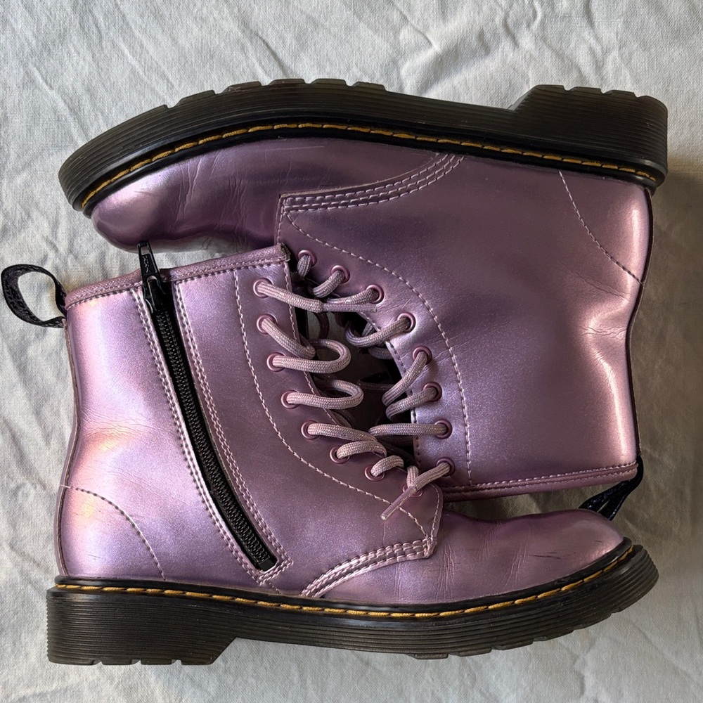 Dr. Martens Metallic Purple Lace-Up Boots